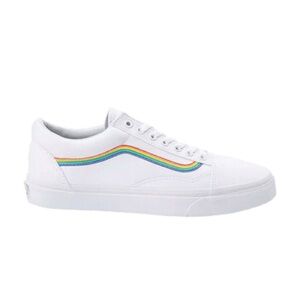 Vans White Sneakers with Rainbow Accents